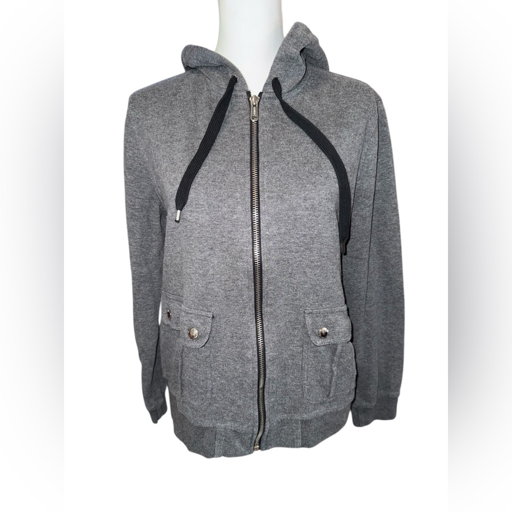 Lauren Ralph Lauren Hooded Drawstring Jacket Womens Large Gray Full Zip Up - Picture 2 of 15